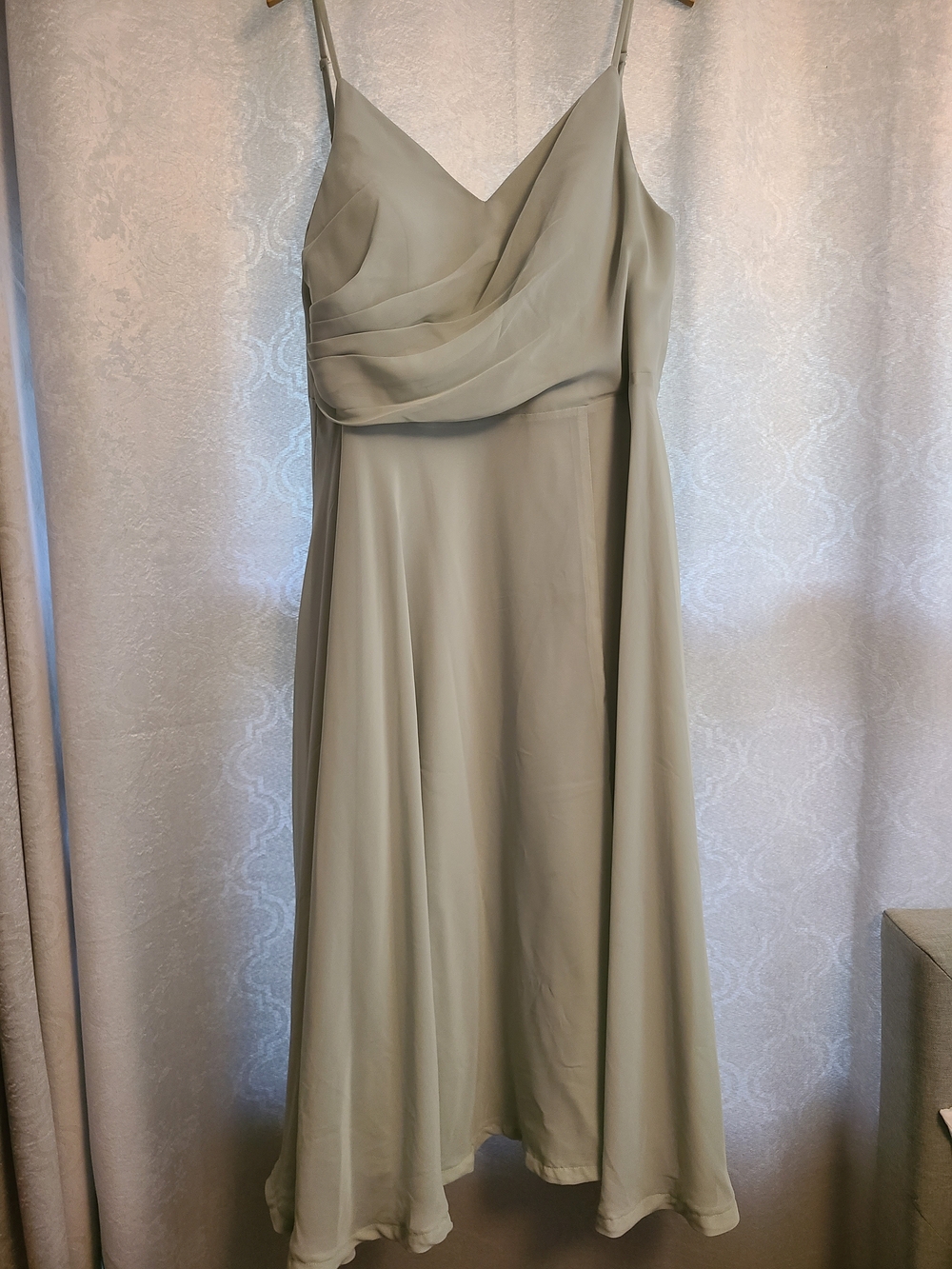 Women's Sage Green Spaghetti Strap A-Line Dress